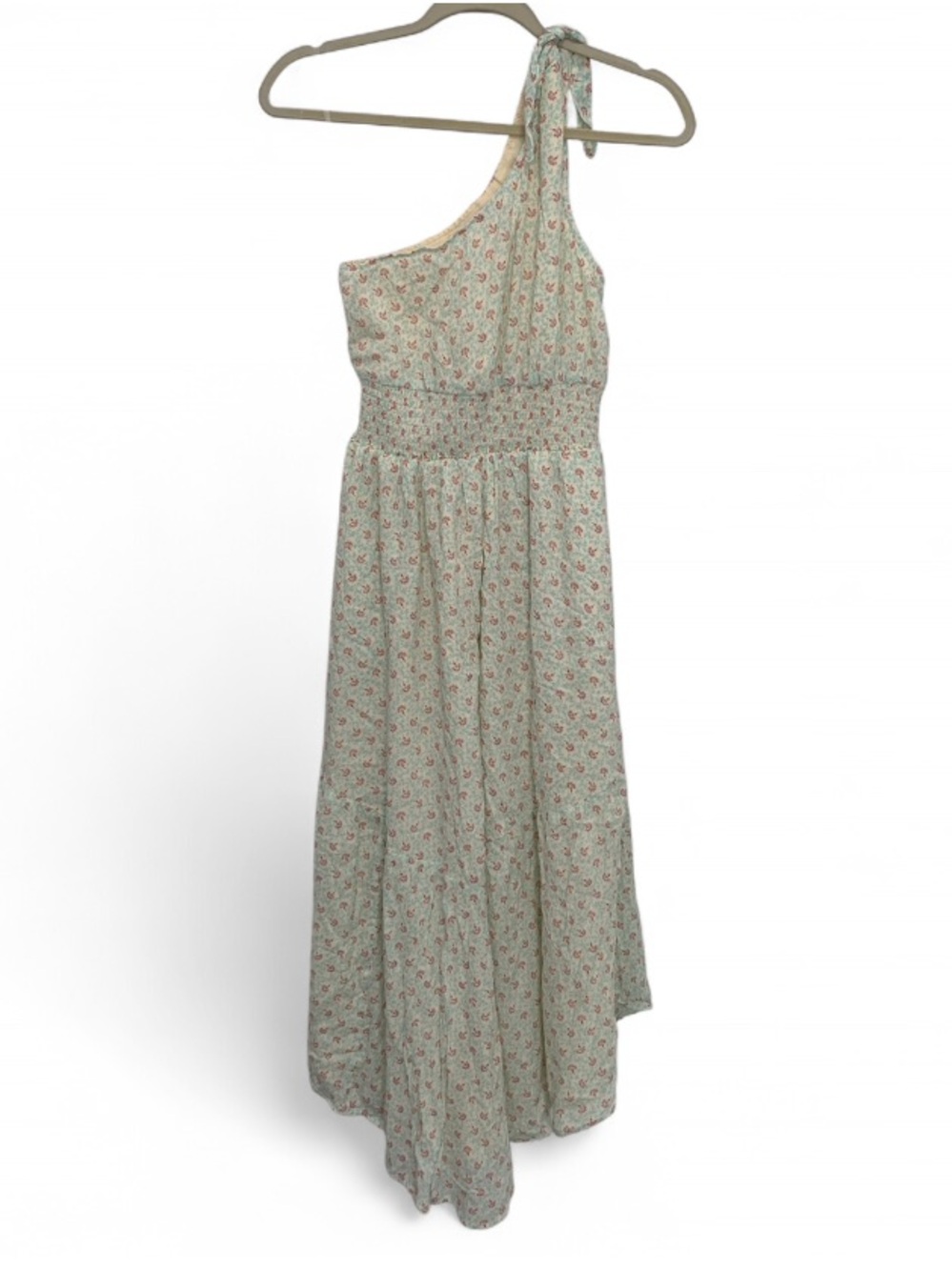 American Eagle One-Shoulder Mint Floral Summer Maxi Dress